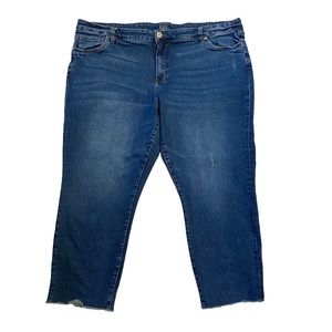 KUT FROM THE KLOTH Crop Straight Leg Raw Hem Stretch Jeans Size 24W